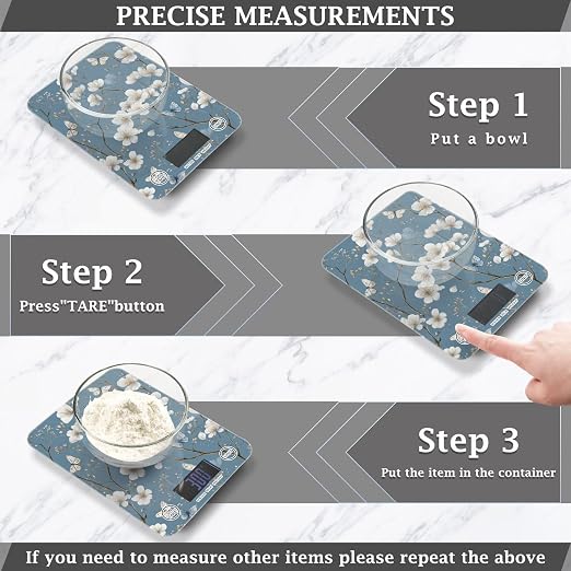 Food Scale Kitchen Scale Food Weight Scales Digital Weight Grams and Ounces Small Electronic Food Scale for Baking Cooking Blue Flowers Butterfly