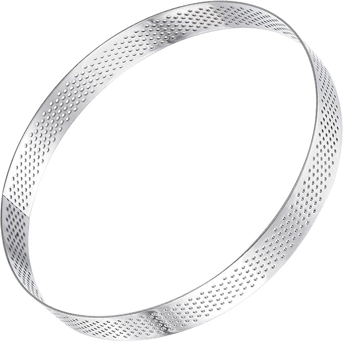 uxcell Stainless Steel Small Cake Rings, Perforated Cake Mousse Ring Kitchen Baking Heat-Resistant 5.9" Diameter, 0.8" Height,for Cake Dessert Biscuit Chocolate, Silver