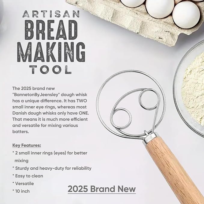 Banneton Bread Proofing Basket Set with Brochure & Baking Supplies, 9 Inch Round Proving Bowl with Liner & Making Tools, Sourdough Starter Kit, Handmade from Quality Natural Indonesian Rattan