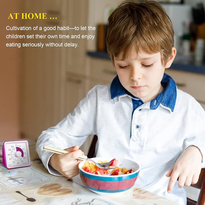 Secura 60-Minute Visual Timer, Classroom Timer, Countdown Timer for Kids and Adults, Time Management Tool for Teaching (Violet & Violet)