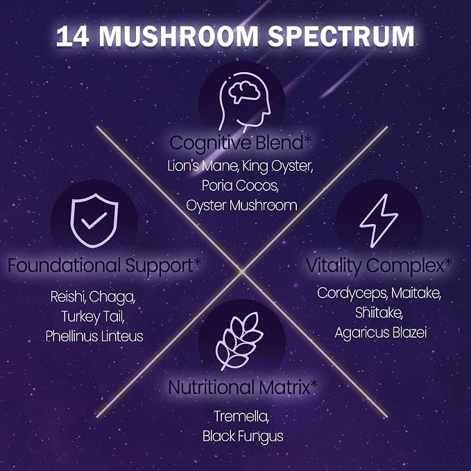Mushroom Hot Cocoa, Melatonin-Free Natural Herbal Sleep Powder with Jujube Seed, Magnesium Glycinate, GABA, L-Theanine & 14 Mushroom Extracts | Calm, Relaxation & Immune | hot chocolate, 30 Servings