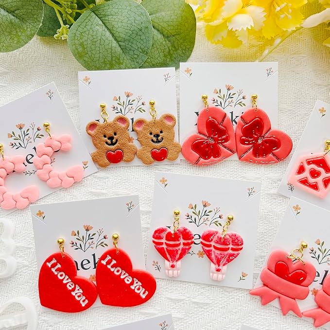 Xaekicr Heart Shape Polymer Clay Cutters Set – Polymer Molds & Clay Cutters for Polymer Clay, Decorative Earring, Clay Tools