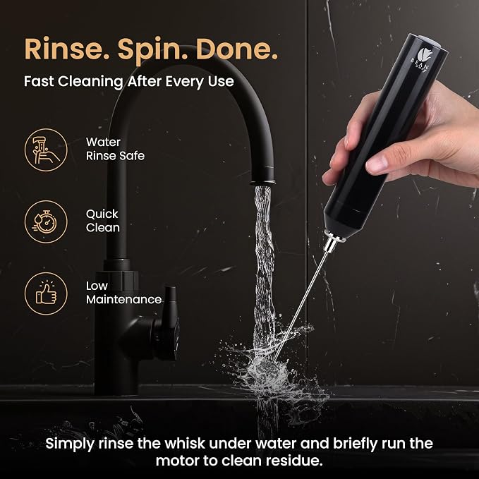 Bean Envy Rechargeable Milk Frother Handheld, Aluminium Coffee Frother Handheld with Stainless Steel Frother Wand, Best Coffee Frother Gift | Adjustable Speed Frother (USB C Cable and Stand Included)