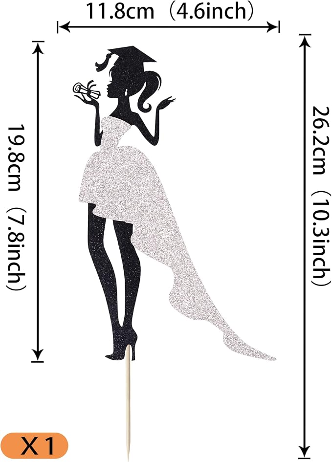 1 Pack Graduation Girl Cake Pick 2026 Graduation Cake Topper with Glitter Diploma Graduation Cap Congrats 2026 Cake Decorations for 2026 Graduation Theme High School Girls Graduate Party Silver