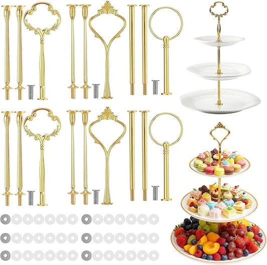 6 Sets 3 Tier Cake Stand Hardware Kit - Tiered Tray Plate Hardware - Cake Fruit Food Plate Stand Fitting Stacking Kit for Cake Stand Wedding Party