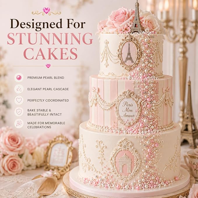 Confect Fusion Pink & Silver Sprinkles Mix - Pearl Sugar Cake Decorations, Dessert Toppings, Edible Confetti | Vegan, Gluten-Free, Nut-Free, Soy-Free, Dairy-Free, Palm Oil-Free- 4.2 Oz