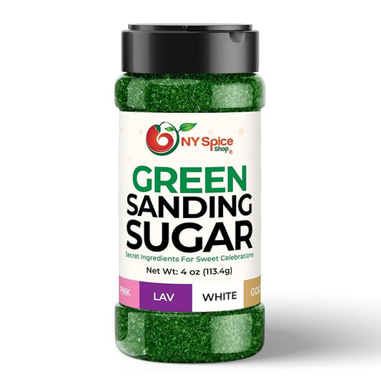 NY Spice Shop Green Sanding Sugar - 4 Ounce Edible Holiday Sprinkles for Cake Decorating, Cupcakes & Cookies - Festive Baking Decorations for Desserts, Candy Dishes & Gift Treats
