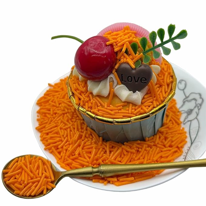 CandiJumpin Orange Jimmy Sprinkles, Orange Sprinkles for Cake Decorating Edible Cake Jimmies Edible Crunchy Jimmies Ice Cream Toppings, Baby Shower Party Wedding Christmas Supplies 3 OZ