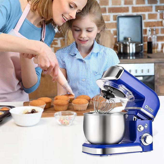 Kitchen in the box Stand Mixer,3.2Qt Mini Electric Food Mixer,6 Speeds Portable Lightweight Kitchen Mixer for Daily Use with Egg Whisk,Dough Hook,Flat Beater (Reflex Blue)