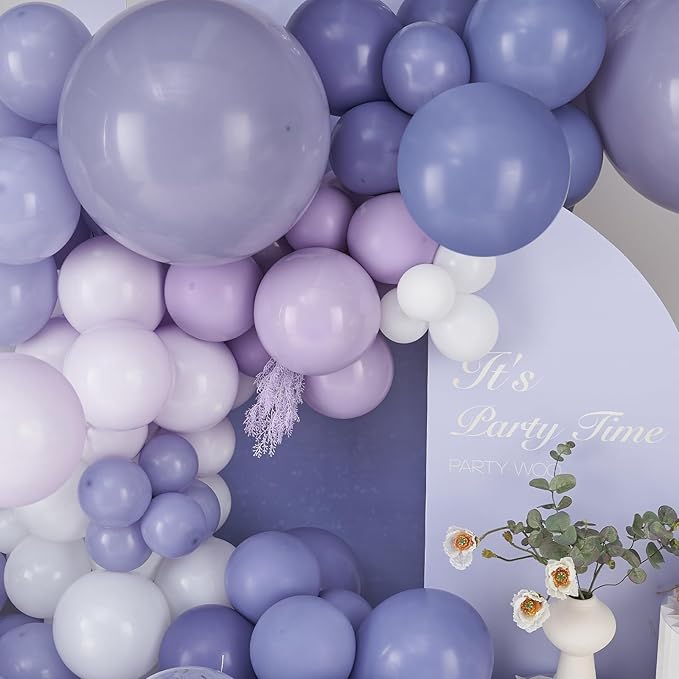 PartyWoo Purple Balloon Arch Kit Garland 140 pcs Shades of Purple Lavender Lilac Balloons Different Sizes of 18 12 10 5 Inch for Baby Shower Butterfly Wedding Birthday Fairy Party Decorations