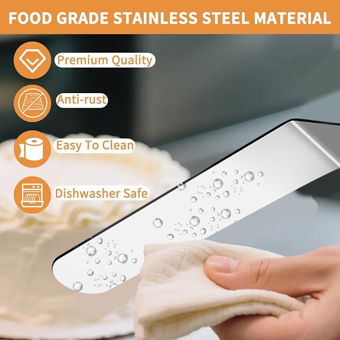 2 Pcs Offset Spatula Set with 6" & 8" Blade, Stainless Steel Icing Spatula Cake Decorating Tools Frosting Smoother for Cake Decorating, Baking