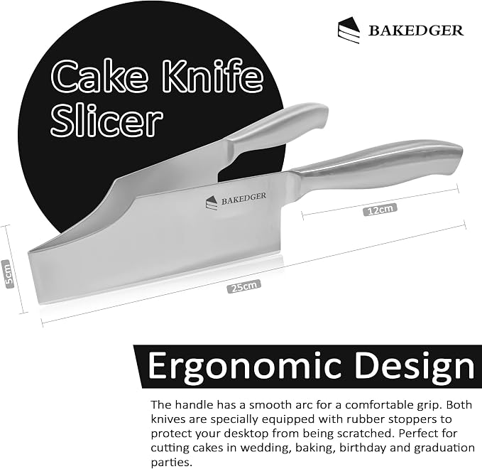 Cake knife slicer and cutter server stainless steel serving knife for Birthday party Wedding and all the Events Pie slicer Pastries Divider Desserts Lever, Patent Pending