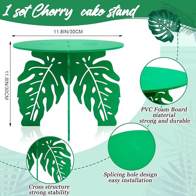 Lallisa 12" Palm Tropical Cake Stand for Hawaiian Party Cupcake Stand Jungle Luau Decorations Hawaiian Cupcake Holder for Tropical Themed Safari Zoo Birthday Party Favor Supplies