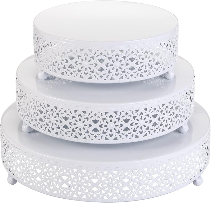 Hedume Set of 3 Cake Stand, Dessert Display Cupcake Stands, Round Metal Cake Stands, Cupcake Pastry Candy Display Plate for Wedding, Event, Birthday Party