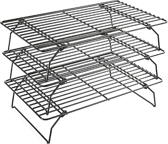 Antenat 3-Tier Stackable Cooling Rack – 15.8"x10" Heavy Duty with Legs,Collapsible & Stackable For batch cooling cookies,Cake, Pizza, Bread, Sourdough, Oven & Dishwasher Safe