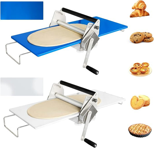 12" Dough Sheeter Machine, Upgraded Stainless Steel Dough Roller with 1 Dough Sheeter Machine and 2 PE Rolling Boards, 0.2-17.5mm Precise Thickness Adjustable, for Home & Commercial Use 5i2