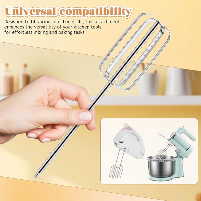 Toyvian Hand Mixer Beaters Replacement, 2pcs Stainless Steel Universal Egg Beater Attachments for Electric Hand Mixers Professional Whisk Parts for Kitchen Baking and Mixing