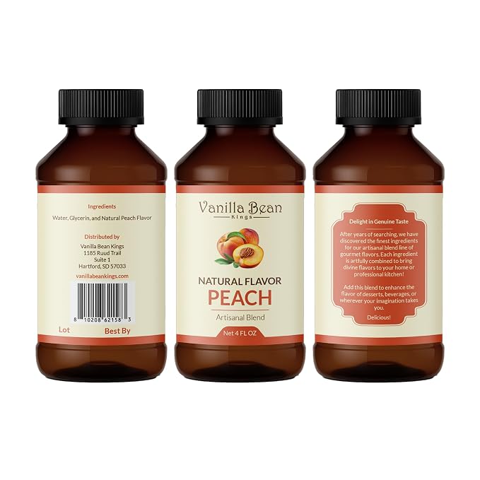 Pure Peach Extract for Baking and Flavoring - 4 OZ - Premium Quality Naturals Flavors for Baked Goods, Desserts, & Cooking (Peach Extract)