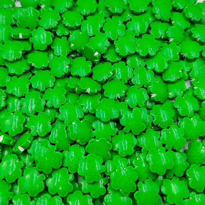 St. Patricks Day Sprinkles, Green Shamrock Sprinkles for Baking, Edible Clover Cupcake Toppers Candy Shaped for Cake Decorating, Cookies, Ice Cream Toppings, 3.53oz