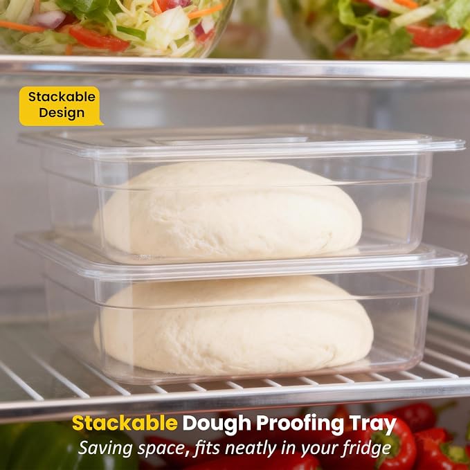 Dough Proofing Container, 10Qt Large Capacity Holds Up to 13.2Lb of Dough, BPA-Free Tray with Lid Dough Rising Box for Bread, Sourdough, Pizza Dough Stackable Dough Container(Clear 2 Pack)