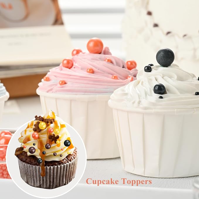 Homankit Edible Pearl Sprinkles for Baking, Black Orange Yellow and Brown Sugar Pearls Cake Decorations for Cupcake Toppers Cookie Decorating Birthday Party Halloween Thanksgiving Autumn Supplies