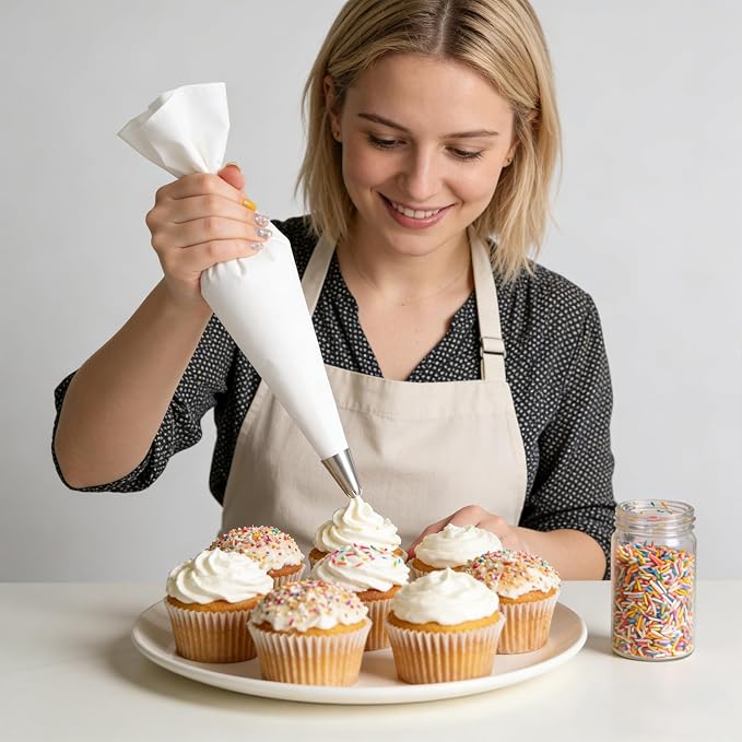 Jeffdad 4 Pcs Reusable Pastry Piping Bags, 12, 14, 16, 18 Inch Professional Pastry Bag, Large Canvas Cake Decorating Bags Icing Piping Bag for Frosting, Icing, Cupcakes, Cookies