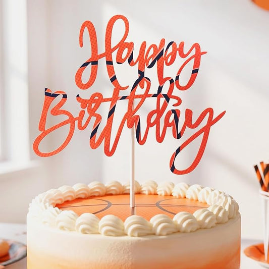 Happy Birthday Cake Toppers, Basketball Cake Decorations for Boys Girls Men Women Birthday Anniversary Party Decor Supplies