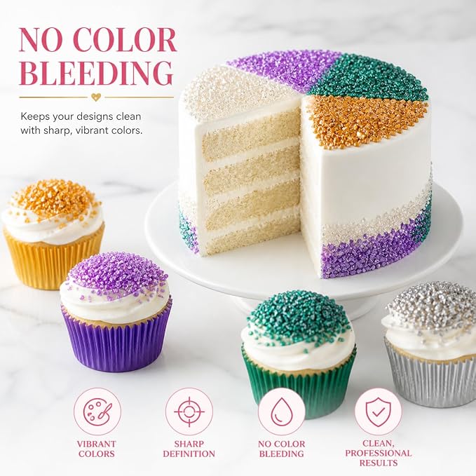 Confect Sprinkle Mix – 5-Pack Assorted Edible Sugar Crystals in White, Green, Purple, Silver & Gold –Alice in Wonderland Sparkling Sugar Sprinkle- Decorative Toppings for Cakes, Cupcakes & Cookies –Vegan, Gluten-Free, Nut-Free, Soy-Free, Dairy-Free, Pa...