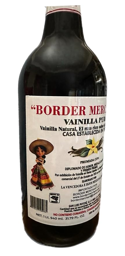 Border Merchant Vainilla Pura Mexicana Authentic Mexican Pure Vanilla Extract Glass Bottles 31oz 2Pk