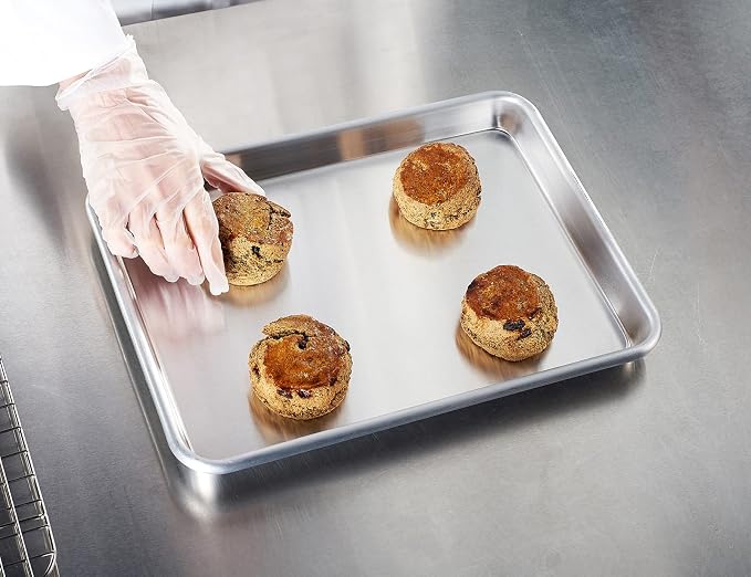 CURTA 12 Pack Aluminum Sheet Pan, NSF Listed Half Size 13 x 9 inch Commercial Bakery Cake Bun Pan, Baking Tray