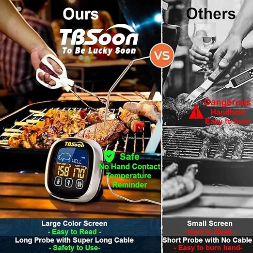 Multifunctional Digital Thermometer for Cooking,Food Thermometer+Thermometer Alarm+Kitchen Timer,Large Color Screen,Instant Read,Fast Response,grill bbq accessories,Kitchen Oven Meat Thermometer-DMT02