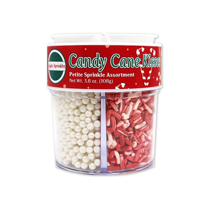 Mystic Sprinkles 4 Cell Sprinkle Assortments (Candy Cane Kisses, Petite)