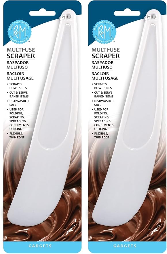 R&M International 4203 Baking Spatula Scraper, 10.75" Long, White (Pack of 2)