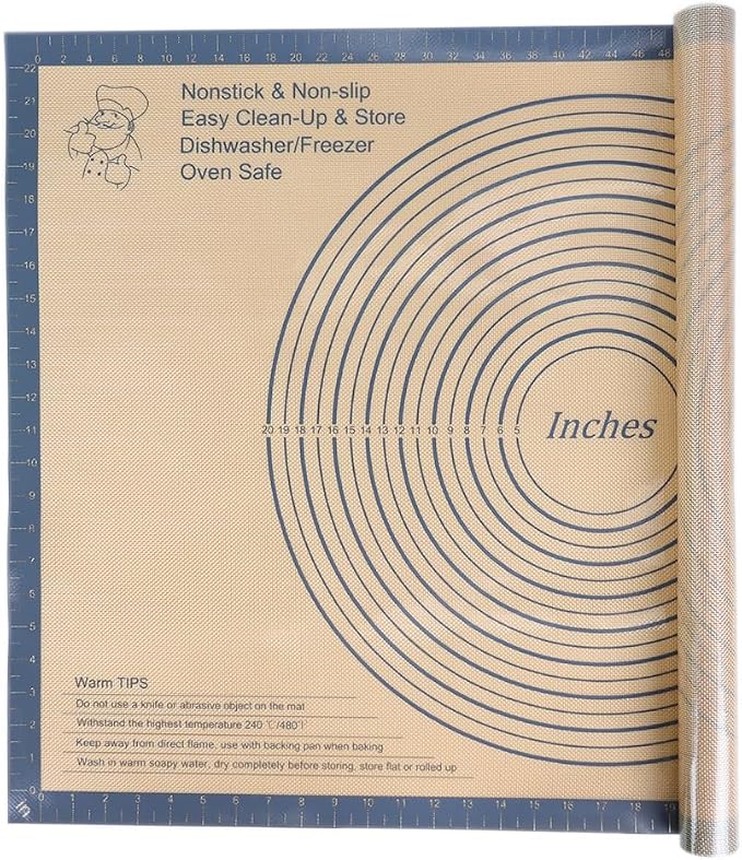 Silicone Pastry Mat 36x24 Inch Extra Large Baking Mat with Measurements, Nonstick Kitchen Counter Mats for Dough, Pastry, Dough Rolling, Kneading Board, Pie Crust, Fondant, Bread, Pasta, Pizza
