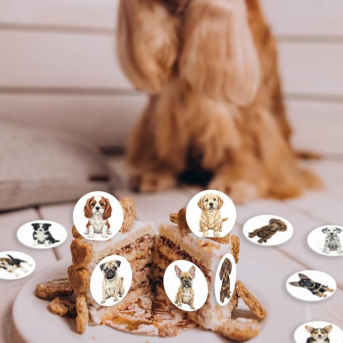36 Pack Edible Pet Dogs Cupcake Toppers Wafer Paper Cute Puppy Dogs Cupcake Picks Baby Shower Cake Decor for Pets Party Cake Decorations Supplies
