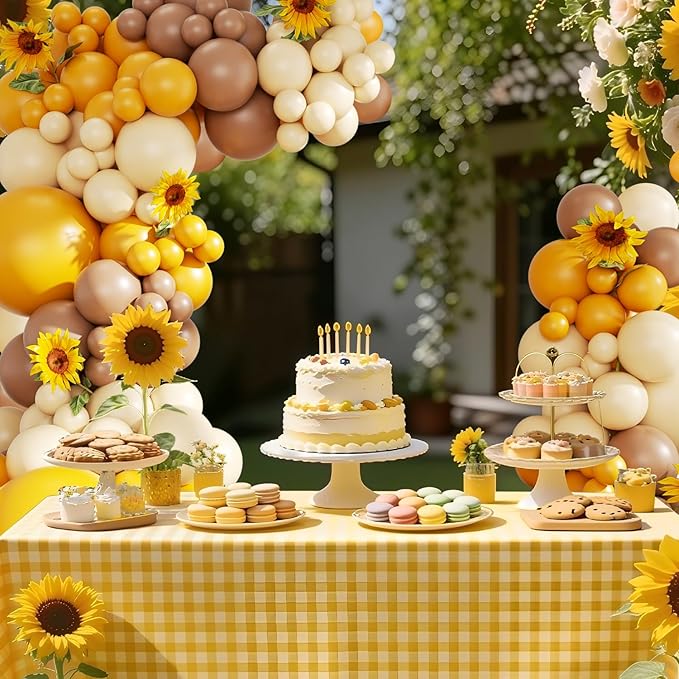 Bee Balloon Arch Kit Mustard Yellow Brown Ivory White Balloons for Sunflower Bee Theme Gender Reveal Birthday Party Baby Shower Decorations
