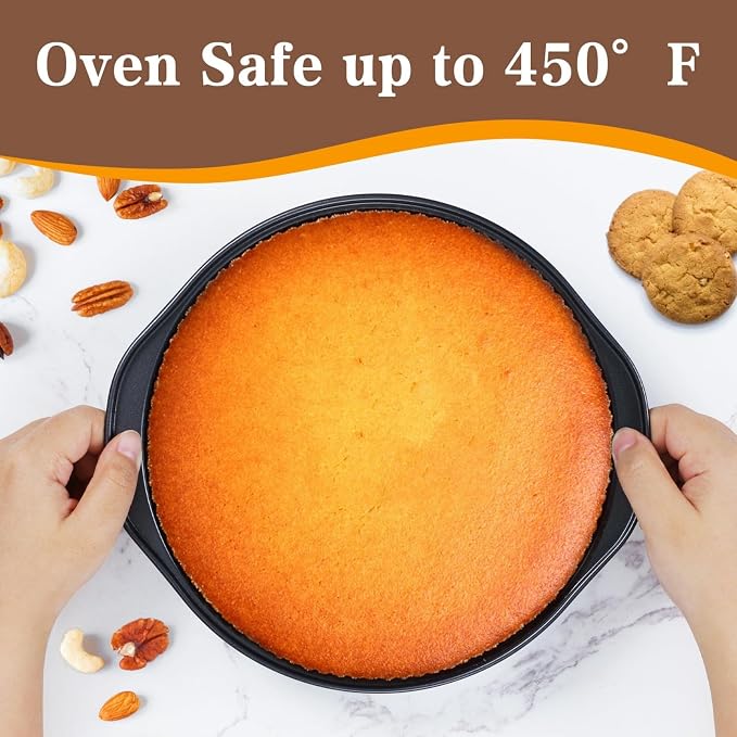 Hunnycook Cake Pan Set - 138 Piece 8-inch Round Cake Pans, Carbon Steel Cake Pan with Handles, Cake Decorating Kit with Parchment Papers, Piping Bag and More Accessories