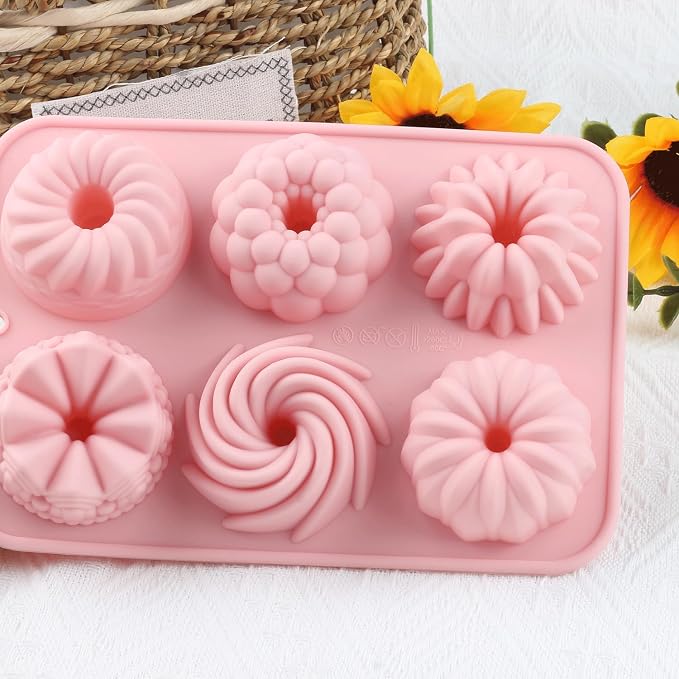 6 Cavity Mini Bundt Cake Pans Mold Fluted Tube Silicone Chocolate Molds For Candy Chocolate