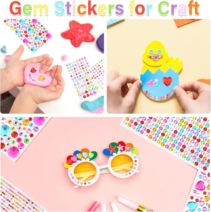 MMonDod 22 Sheets Gem Stickers, 4634 Pcs Self Adhesive Rhinestone Stickers | Self adhesive rhinestone gem stickers for crafts, scrapbooking, card making, DIY decor, party supplies and handmade projects