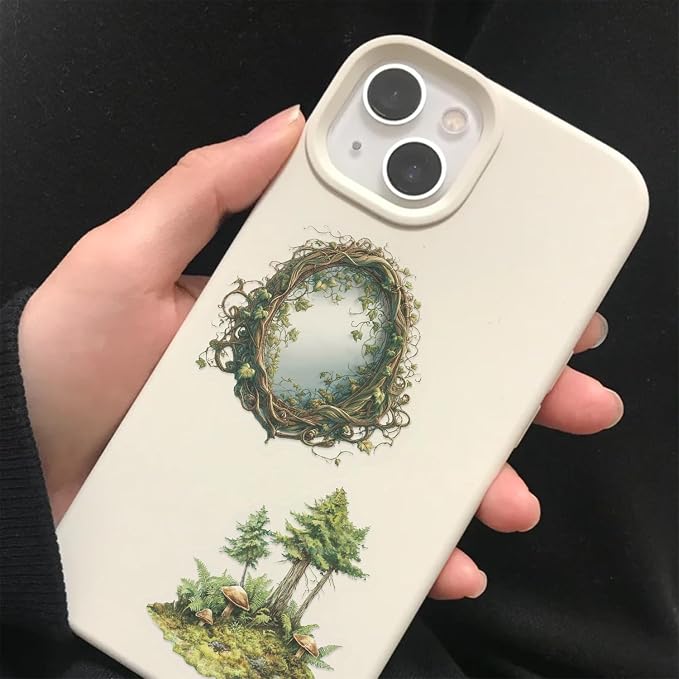 50PCS Forest Stickers PET Transparent Trees Stickers Green Nature Decals Waterproof Decorative Decals for Scrapbook DIY Crafts Album Bullet Journal Planner Water Bottles Phone Cases Laptop