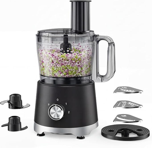 OLIXIS Food Processor 10.5 Cups, 600W Powerful Food processors with 5 Blades, Dishwasher Safe Meat Grinder for Slicing, Shredding, Chopping, Kneading, for Meat, Vegetables, Fruit, Dough