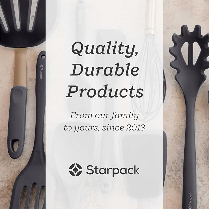 Starpack 'Scrape & Stir' Silicone Spatula Set (2 Pcs) - Heat Resistant Spatulas Set 600°F - Food Grade Kitchen Spatulas - LFGB Grade Nonstick Baking and Cooking Rubber Spatula Set - Gray/Black