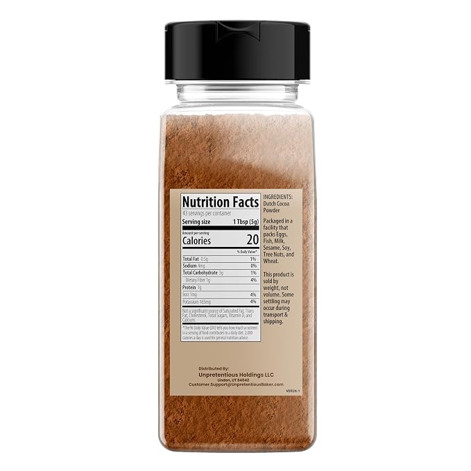 Unpretentious Cocoa Powder (2 Cups) Unsweetened Dutch Processed Cocoa (7.68 Ounce)
