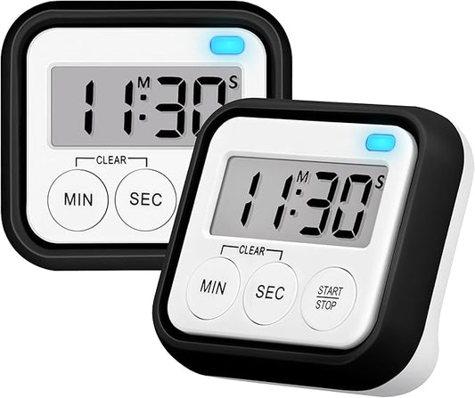 Timer, Kitchen Timers for Cooking Classroom Timer for Kids Teachers Magnetic Digital Timers 2 Pack, Black