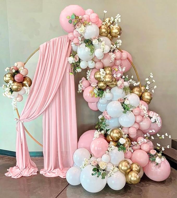 Pink and White Gold Balloons Arch Kit,154pcs 18/10/5inch Pastel Pink White and Metallic Gold Latex Balloons for Women Girls Birthday Baby Shower Wedding Bridal Shower Party Decorations