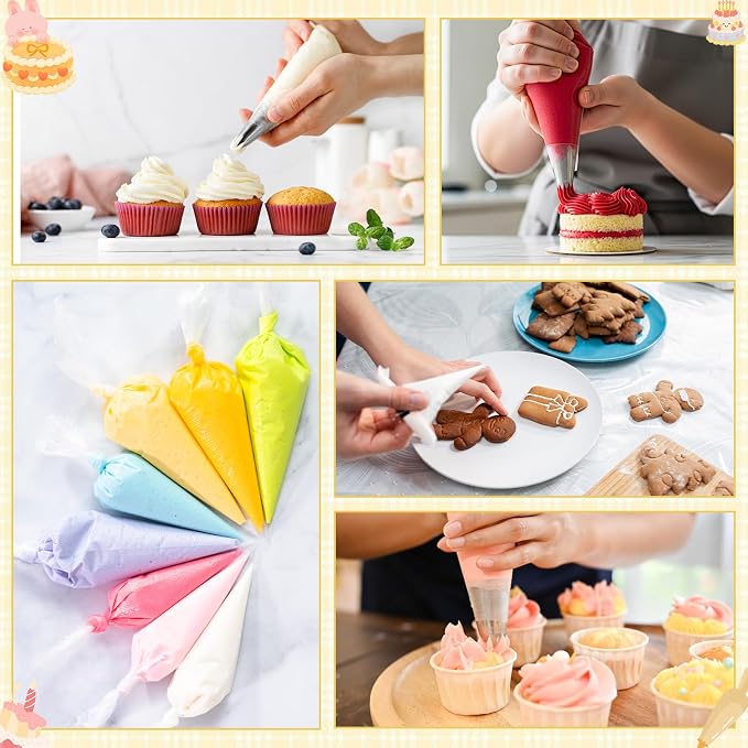 Hushee 1000 Pcs Disposable Piping Bags 10 Inch Thick Tipless Pastry Bags Bulk Non Slip Icing Frosting Bag for Cake Decorating Cookies Royal Icing Baking Supplies