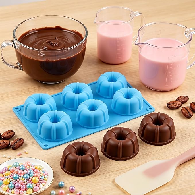 6Cavity Mini Fluted Tube Cake Pan Mold Heritage Fluted Tube Silicone Chocolate Molds For Chocolate