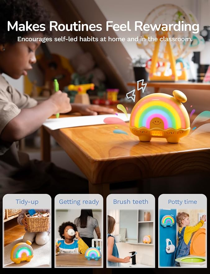 Timer Pal Rainbow Timer for Kids, Visual Timer for Kids with Night Light, Color-Changing Magnetic Visual Timer for Classroom/Calming Corner/Home (Yellow)