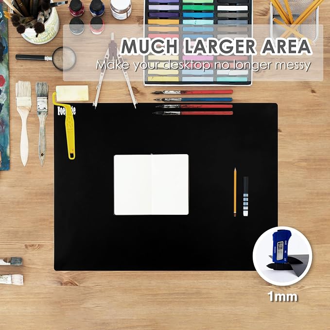 31.5" x 23.6" Extra Large Silicone Mat for Resin Casting, Epoxy and Crafts, Nonstick Silicone Sheet for Jewelry Casting Molds, Countertop Protector Mat Heat Resistant Placemats by Foepoge, Black