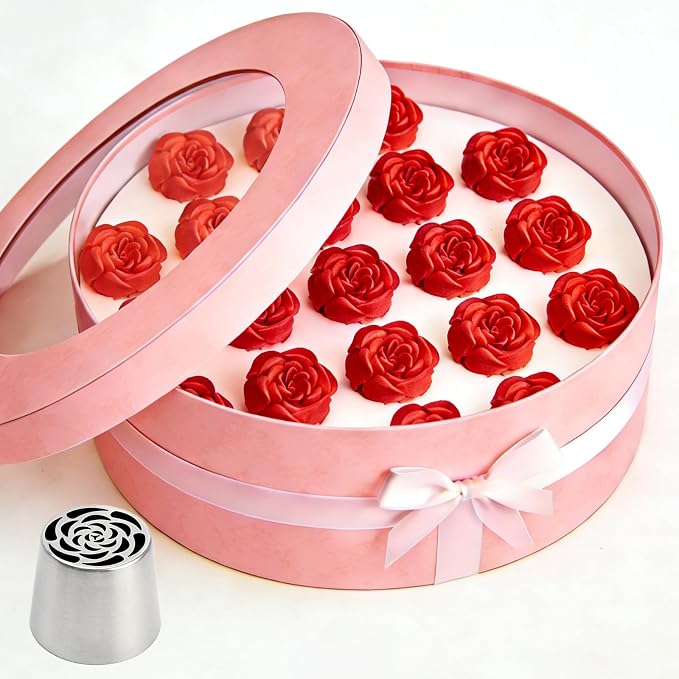 1 Extra Large Stainless Steel Rose Petal Piping Tip, Cotton Candy Bean Paste Flower Bouquet Cream Nozzle, for Cakes Cupcakes Desserts Puffs Tool for Cake Decoration Pastry Baking (XXL,Style 34)